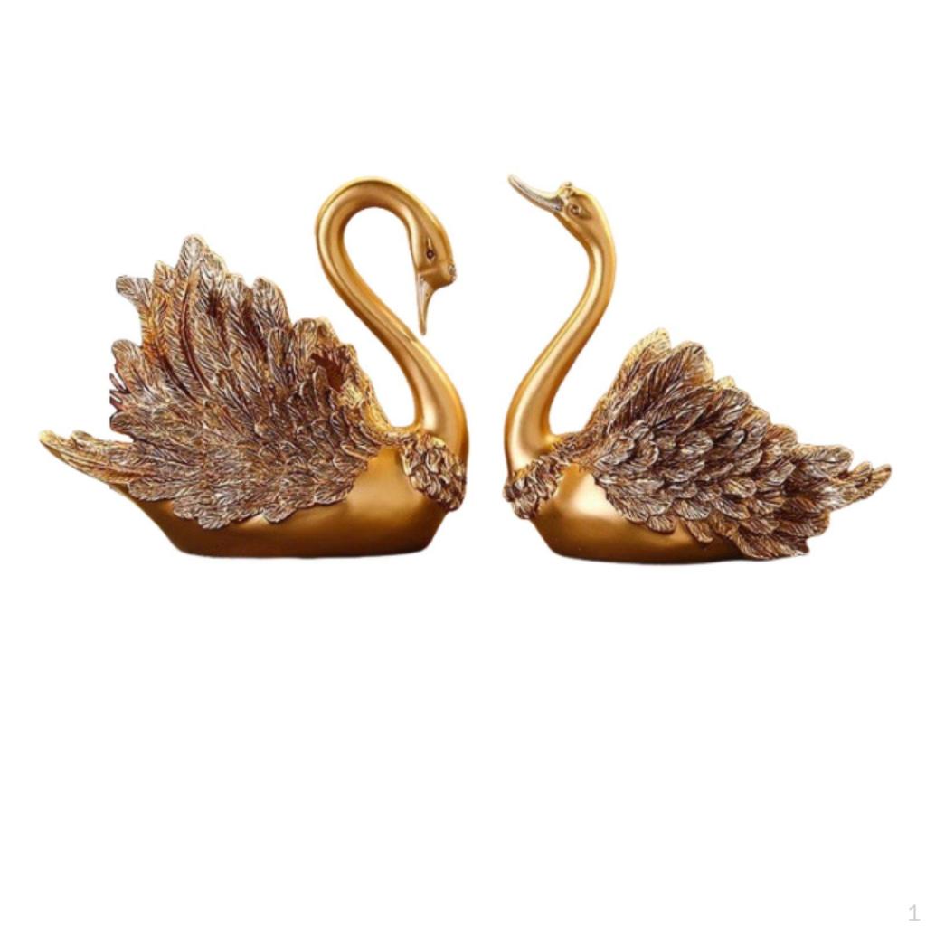 2 Pieces Elegant Bottle Holders Luxury Swan Couple Figurines Design House Decorations for