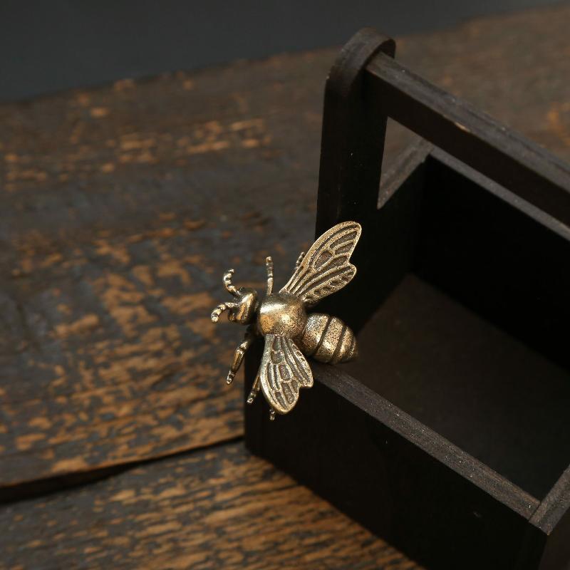 Vintage Mosiężne 1 szt./2 szt. Mini Pszczoły Figurki Kolekcjonerskie - Ręcznie Robione Antyczne Dekoracje Biurka - Idealny Prezent Dla Kolekcjonera Domowego Biura