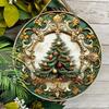 Wooden Christmas Sign with Christmas Tree Pattern - Navidad Round Sign for Front Door Wall Hanging Decor - Ideal Christmas Decoration