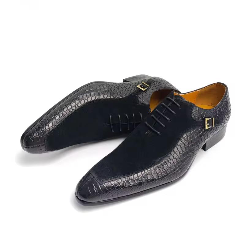 Fashion New Trendy Men Shoes Handmade Dress Shoe Oxfords Comfortable Cow Suede Top Layer Cowhide Patchwork Social Business Shoe For Man