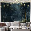 2D Enchanted Night Forest Tapestry, Mystical Starry Sky Background Cloth