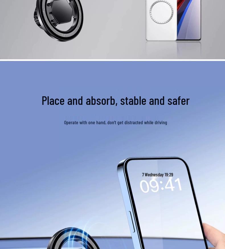 Ice Armor MagSafe Magnetic Phone Holder - Universal 17mm Ball Head for Car & Desktop.