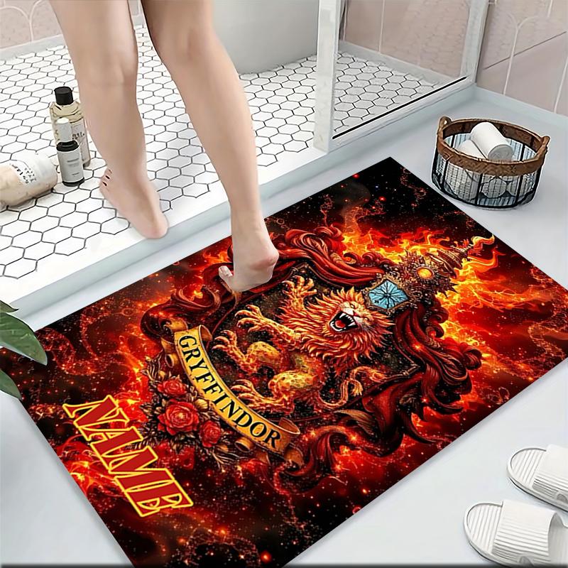 Custom Name Gryffindor Pride Fire Carpet Rug Customizable Soft Washable Anti-Slip Home Living Room Sofa Mats Personalized Rug. 090985