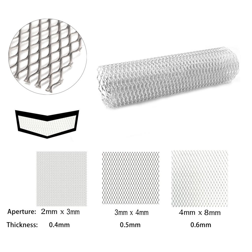 25x20cm Aluminum Mesh Small Grid Diamonds Shaped Mesh Decorative Screen Lampblack Filter Car Grill Mesh Sturdy Metal Mesh Sheets