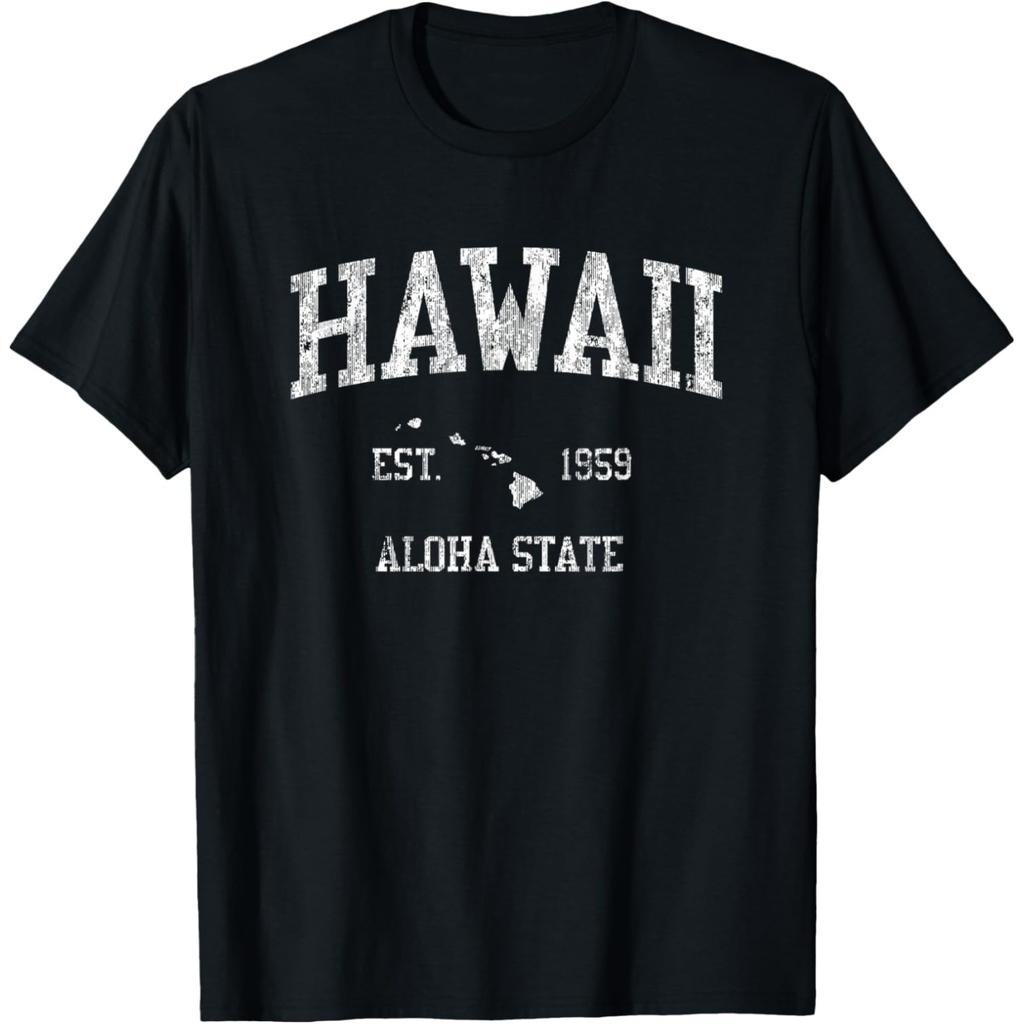 Hawaii Vintage Sports Hawaiian Islands HI T Shirts Men Cotton Humor Streetwear Tee Shirt Short Sleeve Unisex Loose Clothing