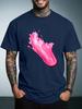 Unisex Summer White Short Sleeve Tee Glossy Pink Liquid Splash Abstract Graphic Print Crew Neck Loose Streetwear Male Casual Tops