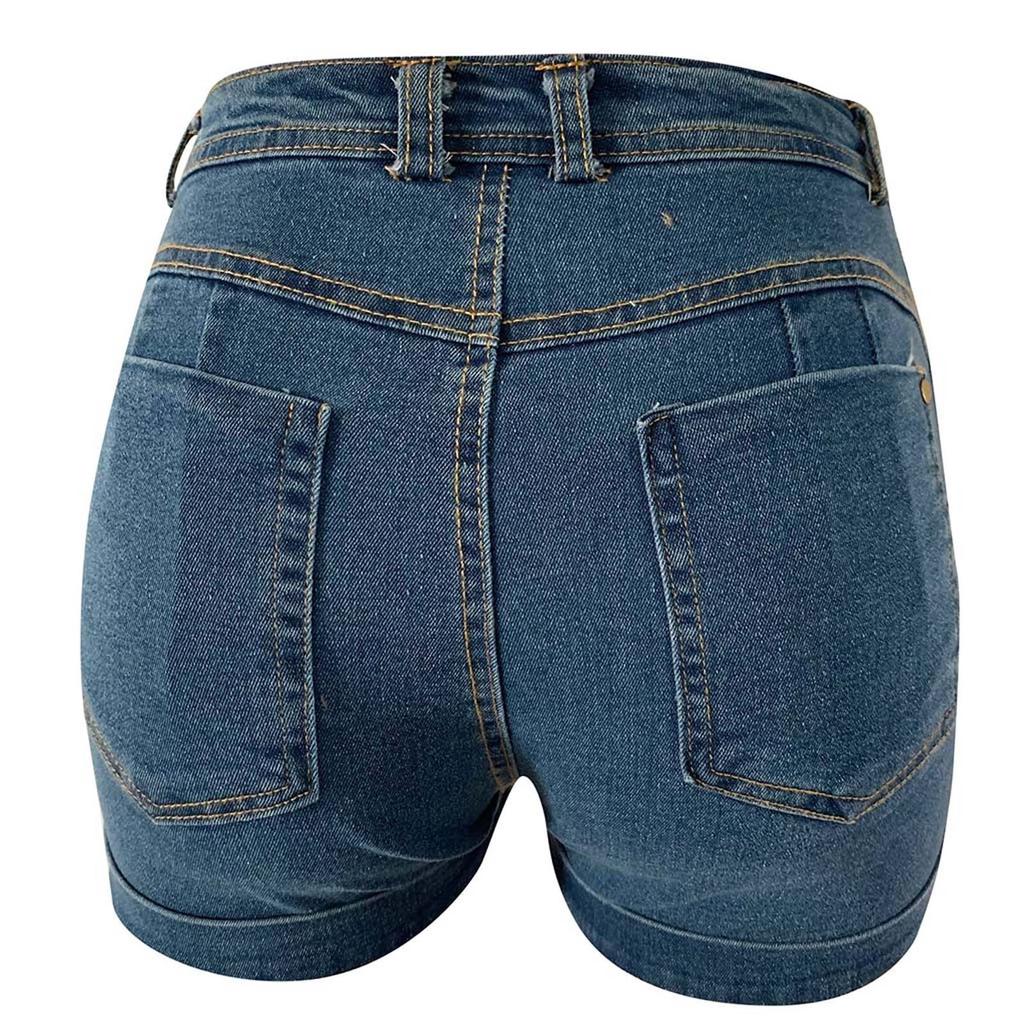 Damen Sommer Schnür Jeans Shorts Mode Farbe Hosen Shorts