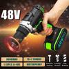 AC 100-240V 48V Brushless Cordless Electric Drill Double Speed 15+1 Torque LED Lighting 5000mAh 2 Battery Rechargeable