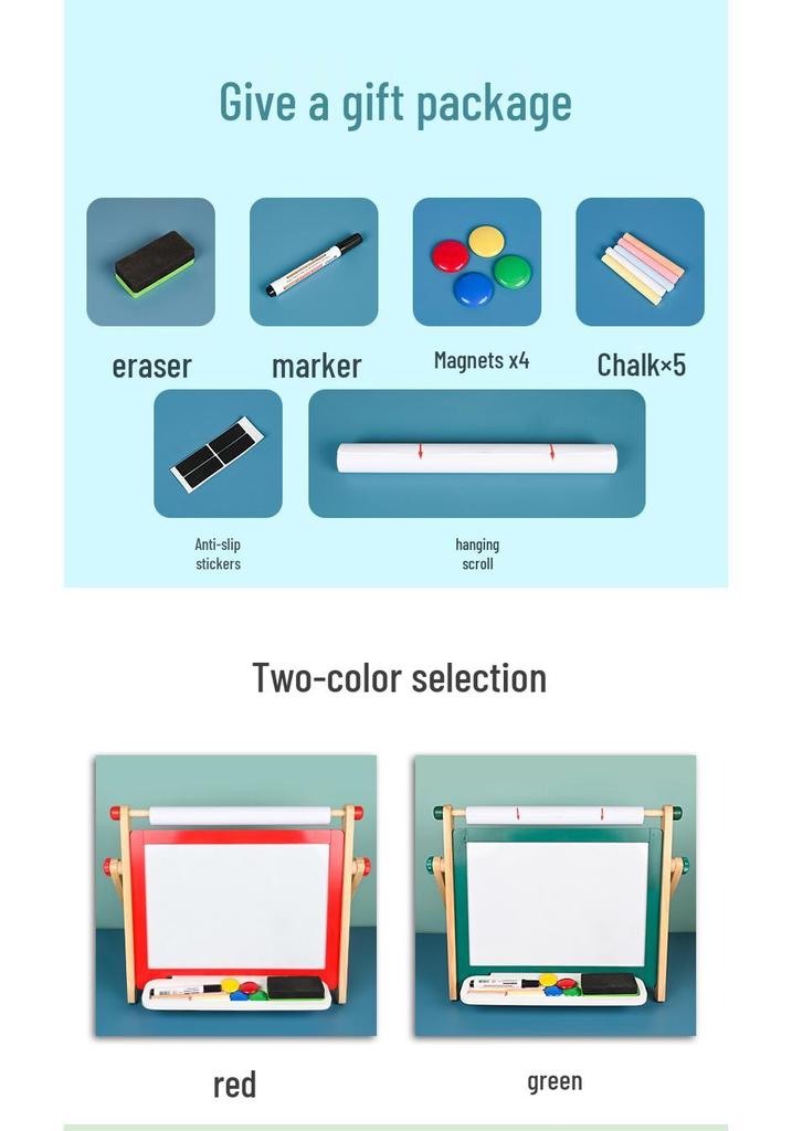 Educational Double-Sided Wooden Interactive Drawing Board for Kids