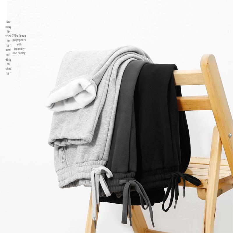 Dengjue Męskie 2024 Jesienne Spodnie Dresowe ze Sznurkiem, Ciężkie, z Aksamitem do Noszenia na Co Dzień