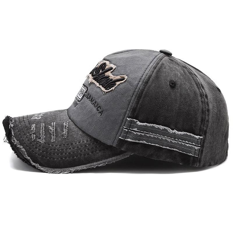 Hat Men and Women Spring and Summer Torn Edge Cowboy Hat Washing Old Baseball Hat Outdoor Sunshade Fishing Hat Trend