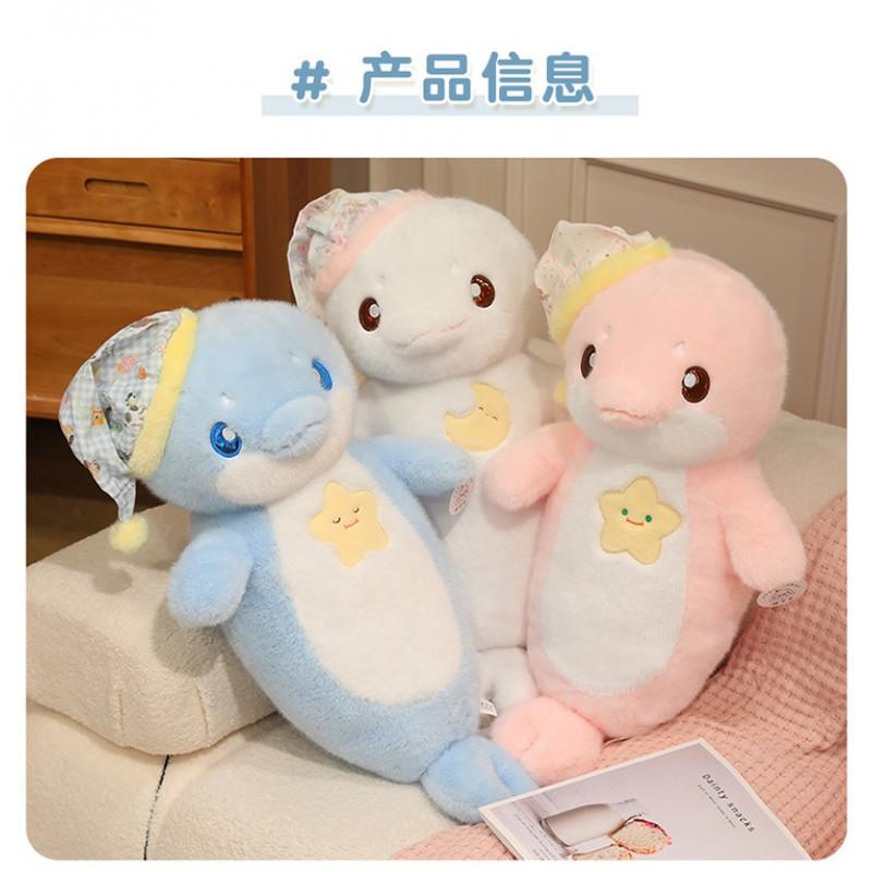 Soft Plush Dolphin Toy Kids Adults - 70cm Cuddly Sea Animal Stuffed Doll In Blue Pink White