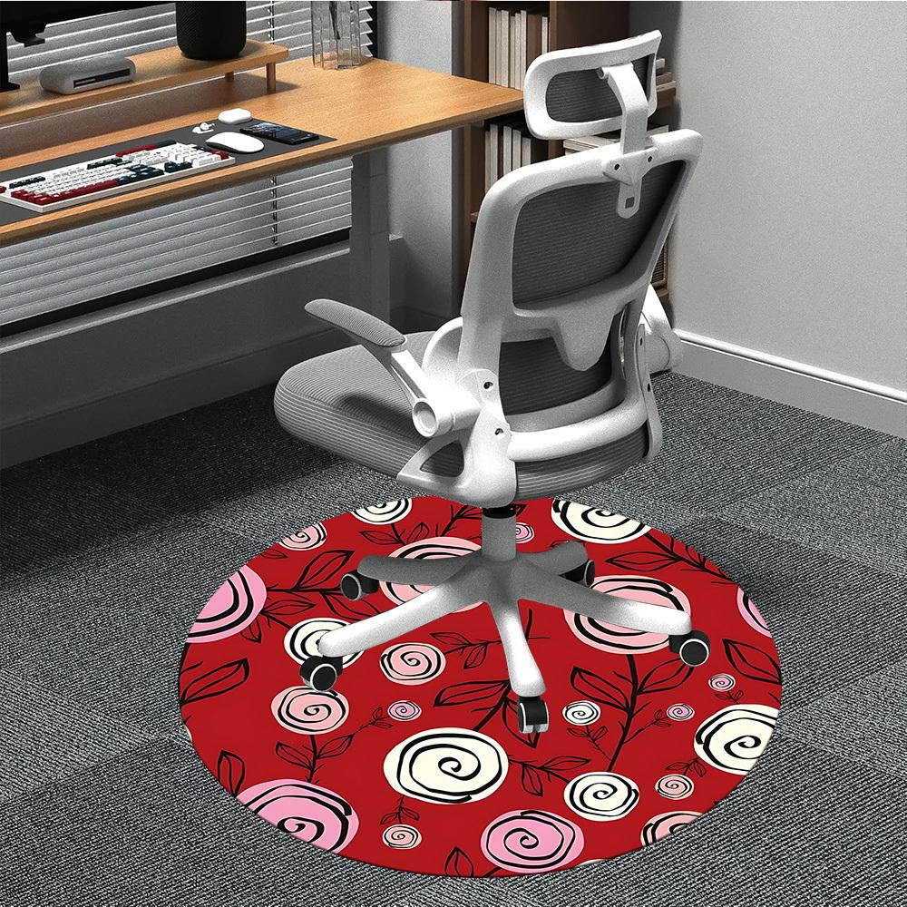 1pc Roses Pattern Chair Carpet for Office, Non-slip, Soft and Durable Office Rug for Interior Decoration, Perfect for Office yy260325095 80cm by 80cm