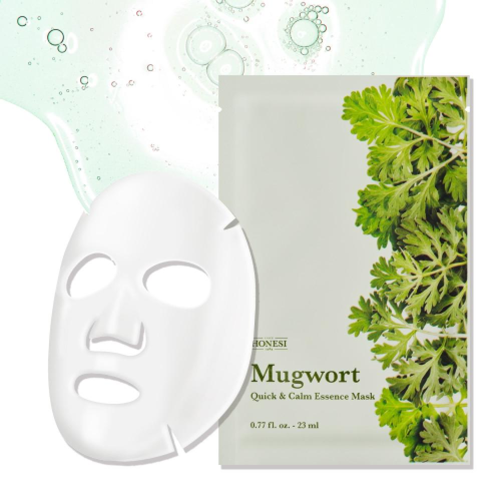 Honesi [20Pack] Quick   Calm Essence Mask Pack 20 Sheets  Mugwort  Hyaluronic Acid 