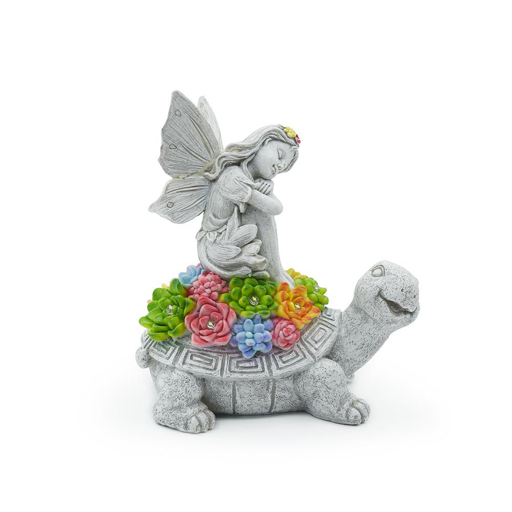 

Солнечный свет Фея Ангел Украшения Открытый Смола Ремесла Сад Черепаха Мясистые украшения