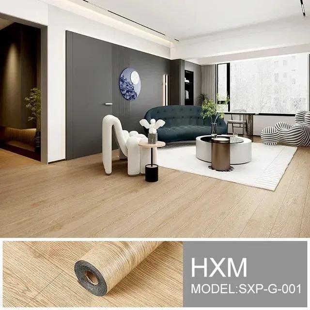 3D Wood Grain Floor Wallpaper Self-adhesive waterproof Wall Sticker Living Room Kitchen toilet metope Home Decor Floor Sticker