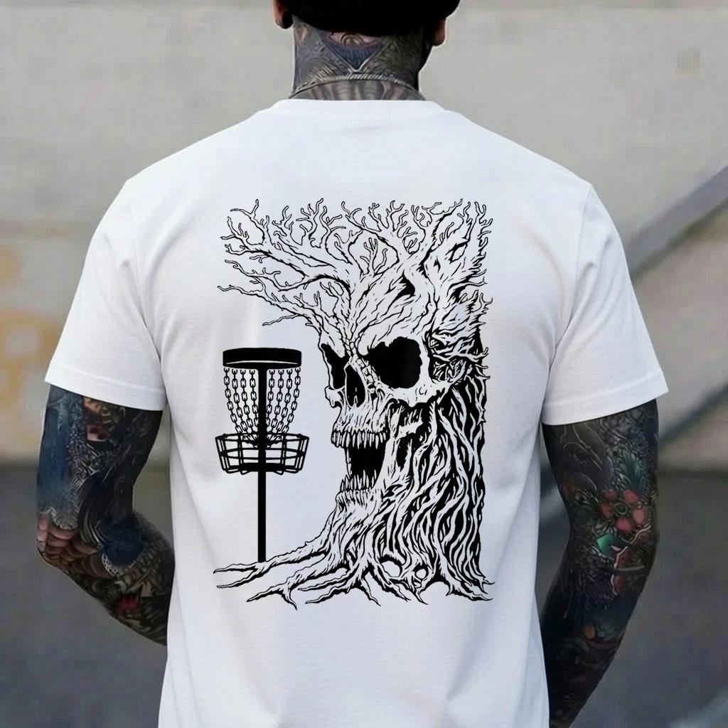 Funny Disc Golf Player Stupid Guardian Trees Skull Forest T-Shirt M