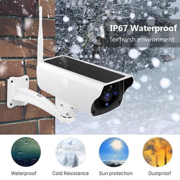 Solar WiFi IP Camera 1080P HD Outdoor Charging Battery Wireless Security  Camera PIR Motion Detection Bullet Surveillance CCTV