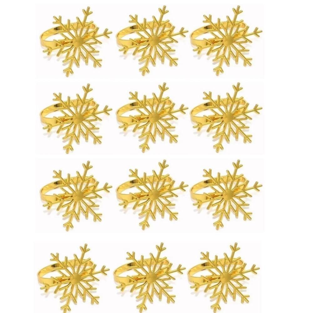 1/6/12pcs Silver/Gold Snowflake Napkin Ring Buckles Christmas Holiday Metal Napkin Holder New Year Gift Dinnig Table Decoration