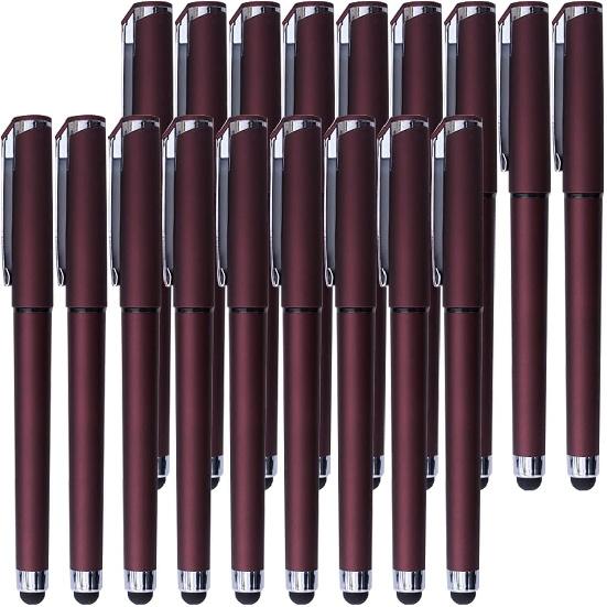 Black Gel Ink Rollerball Pens 1.0mm Gel Pens 2-in-1 stylus Pens 1.0mm Medium Point Pen for Office, Black gel ink(18 Pack-Dark red)