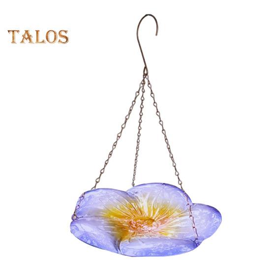 Hanging Birds Bath Outdoor Glass Birds Water Bowl Garden Wildbird Bath Tray Feeder Plate for Outside Lawn Yard Decor
