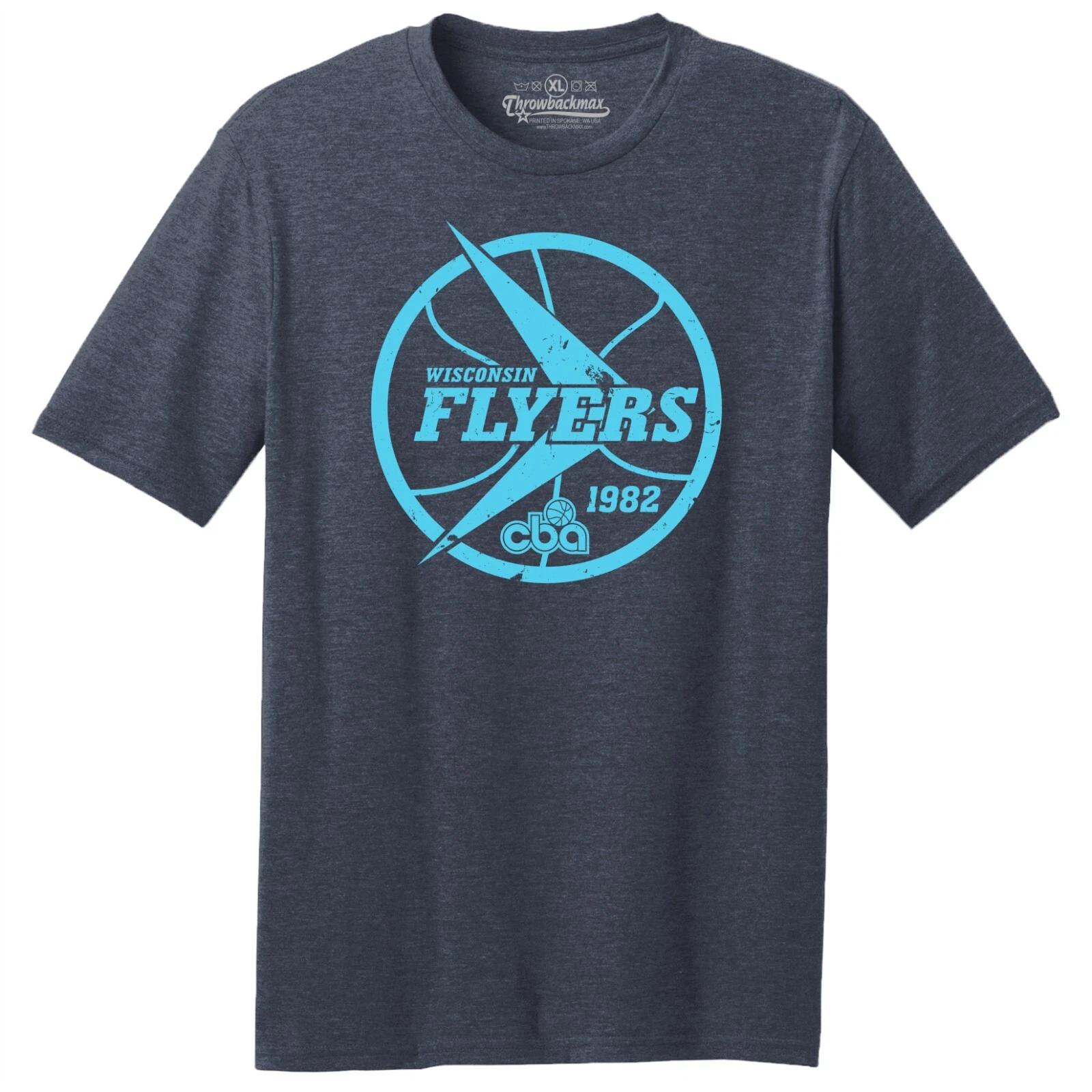 

Wisconsin Flyers 1982 CBA Logo Basketball TRI-BLEND Tee Shirt - Navy Heather 3XL