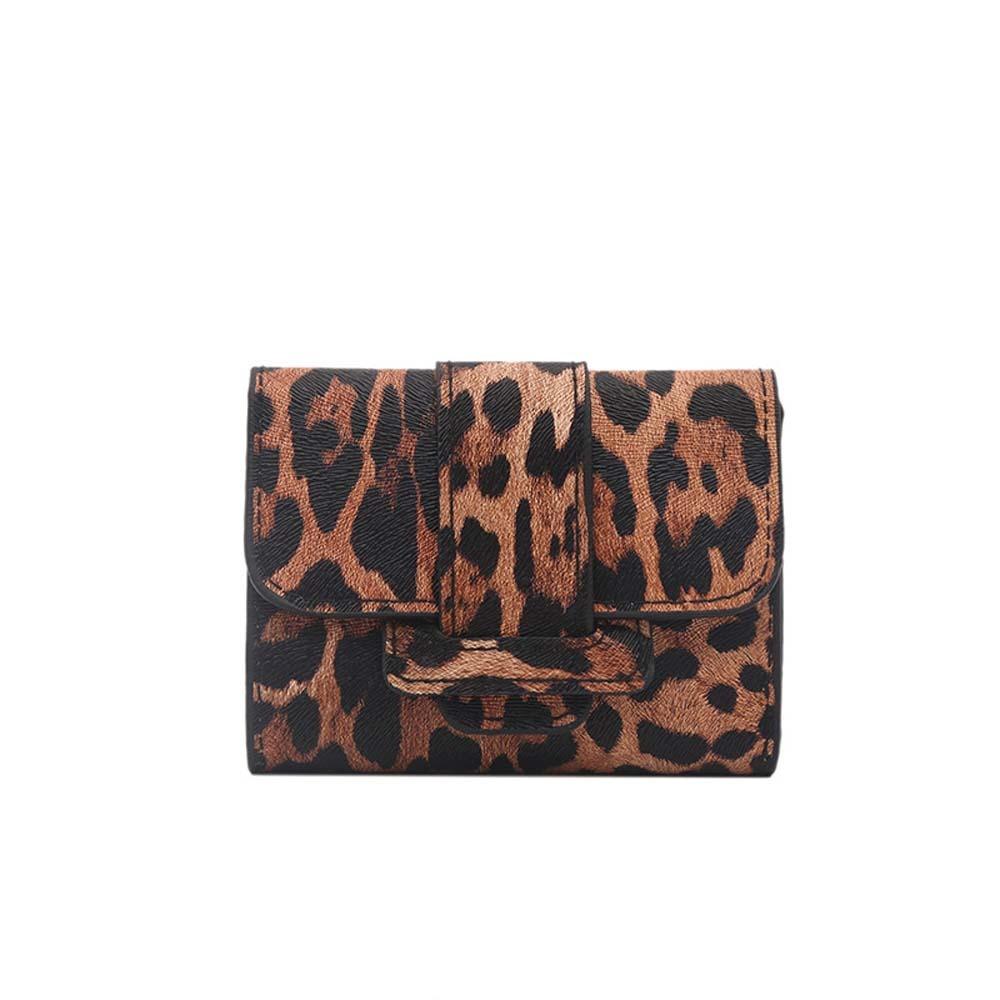 Texture Short Square Purse Portable PU Card Bag Versatile Leopard Print Wallet  Shopping