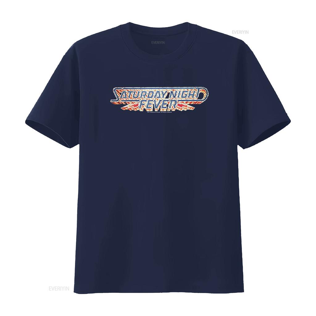 Saturday Night Fever Logo 70er Jahre Tanzfilm Inspiriertes T-Shirt Herren Lizenziert Tony Schwarz vintage gewaschen homme Designer-Kleidung
