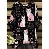 Cute cat women's large size short-sleeved T-shirt, irregular hem design