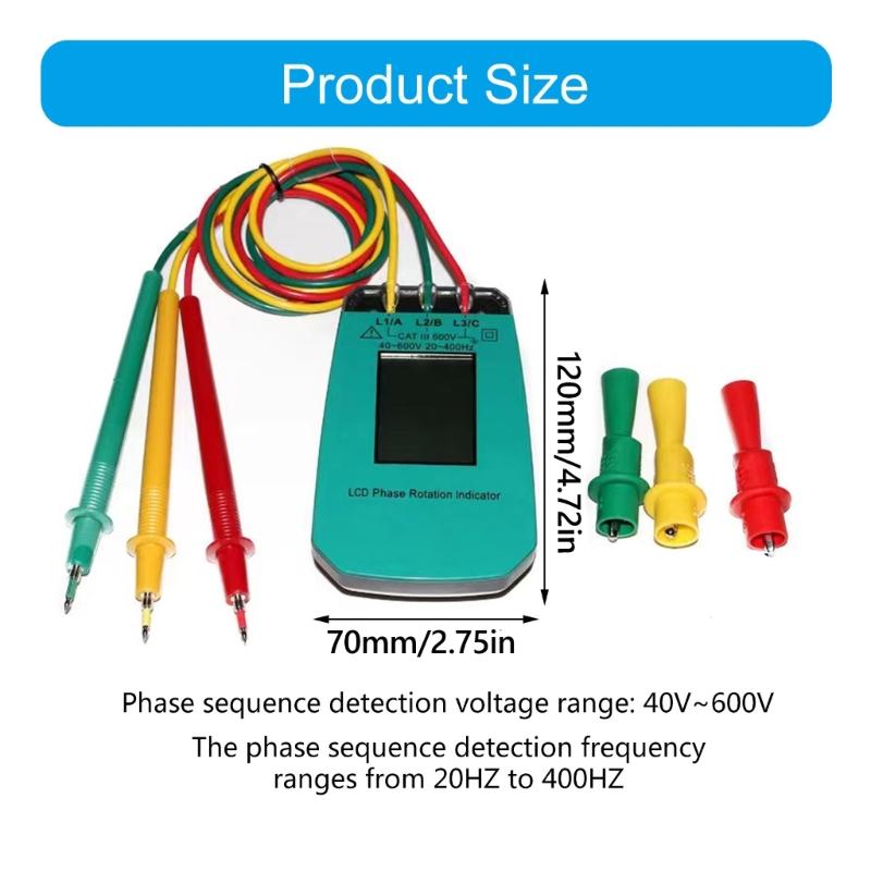 Three Phase Voltages Sequences Checkers 3 Phase Rotation Meter LED Indicator Detectors for Electrical Work