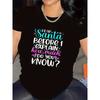 Damen Festliches Nikolaus-Print-T-Shirt Rundhalsausschnitt Kurzarm Lässig Feiertags-Tagesoberteil