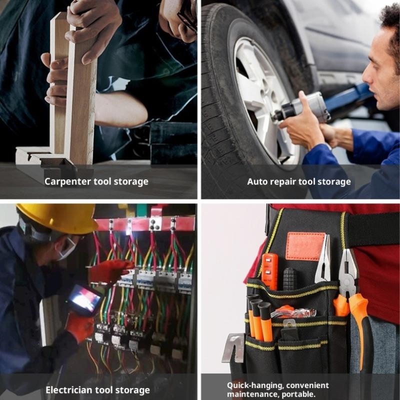 1Piece Multi Layer Electrician Tool Waist Bag - Adjustable Thickened Wear-Resistant Hardware Tool Bag for Electrician Tools