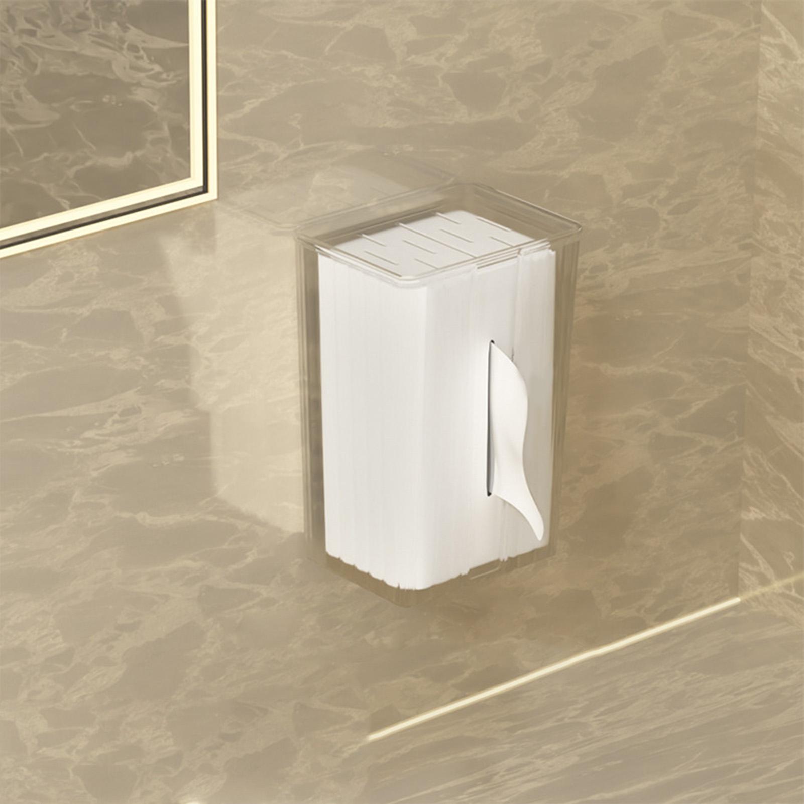 

Wall Mounted Tissue Holder Box Punch Multifunction Acrylic Transparent Wall Tissue Box for Kitchen Bathroom