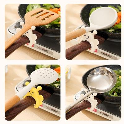 1Pcs Silicone Spatula Rack Little Bee Anti Scalding Overflow Pot Clip Spoon Holder Clip Universal Shovel Rack Kitchen Gadget