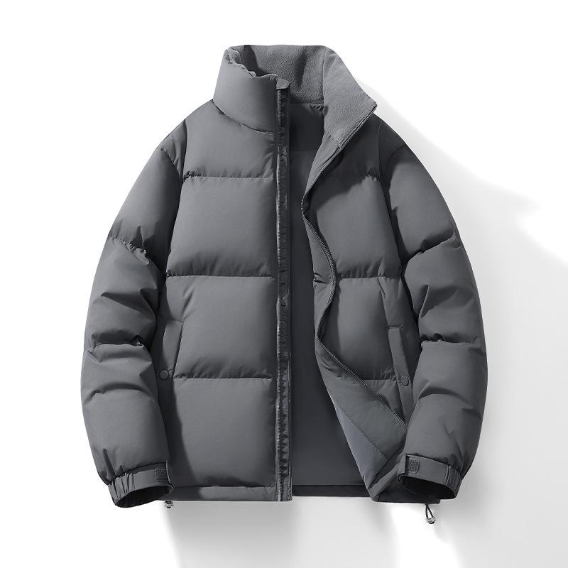 Męska Zimowa Kurtka Puchowa z Kołnierzem Stojącym - Modna, Codzienna, Ciepła, Wiatroszczelna, Jednolita Kolorystycznie, Uniwersalny Płaszcz Outdoorowy dla Par