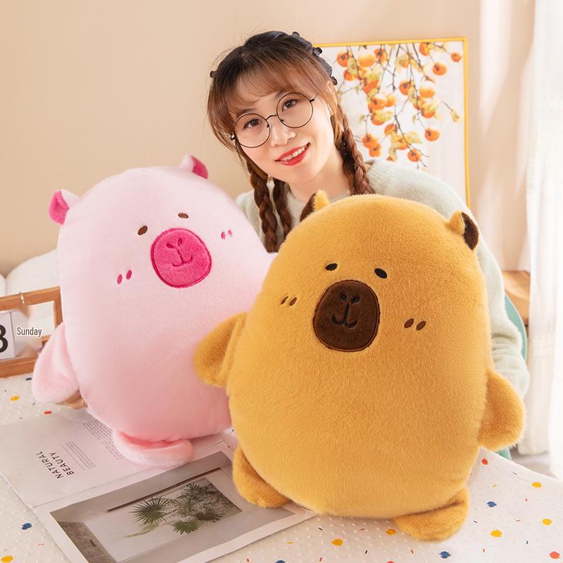 Winter Capybara Hand Warmer Plush Toy: Cute Anti-Freeze Hug Pillow for Students