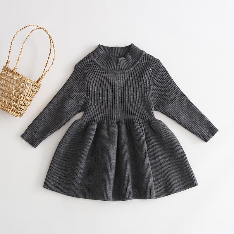 2022 Spring Girls Knitted Dresses Western Princess Knitted Sweater Dress Baby Baby Long Sleeve Dress