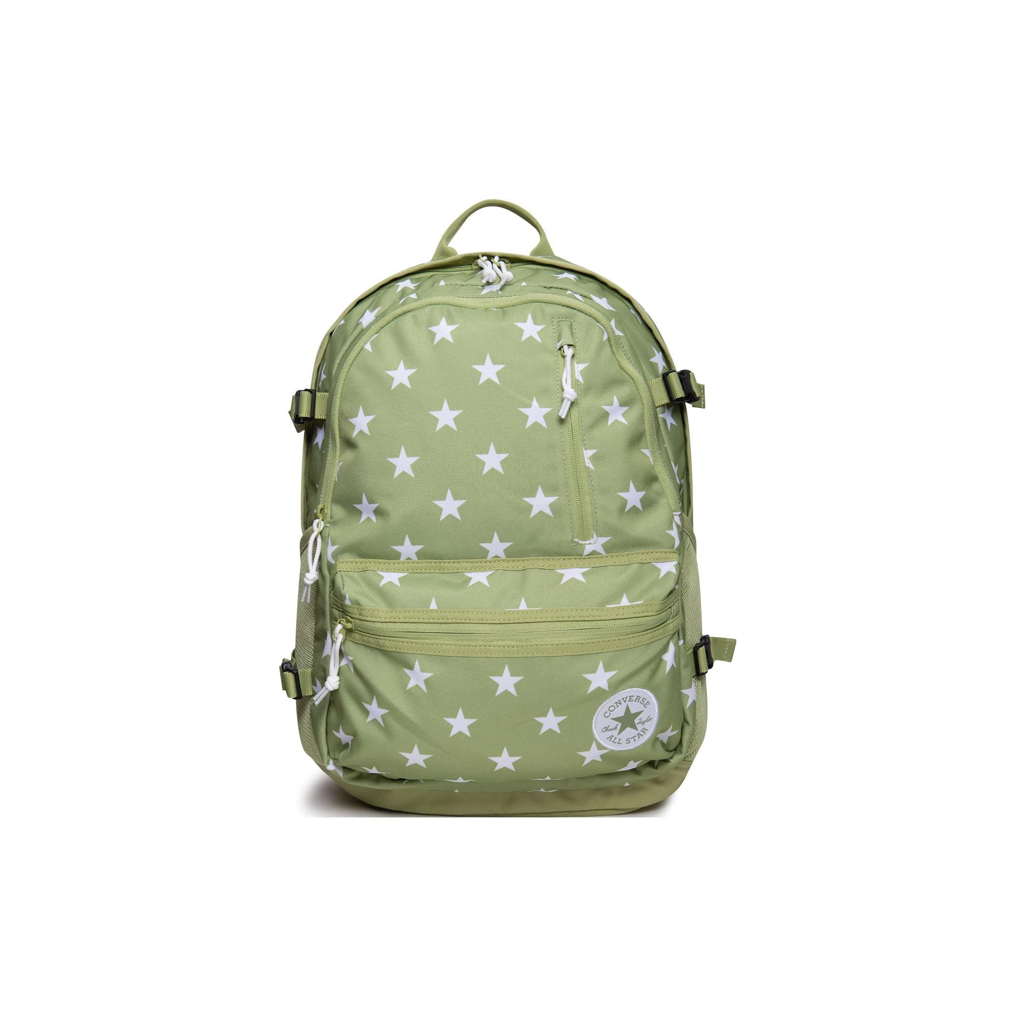 

Converse Straight Edge Star Print Polyester Backpack Unisex Backpacks Green 10022408-A23 Green