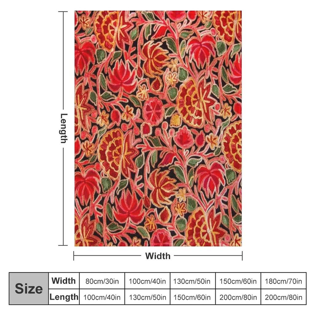 Gypsy Boho Floral Kashmir Embroidery Throw Blanket Thin Blanket Bed Covers Designer Blankets For Sofa