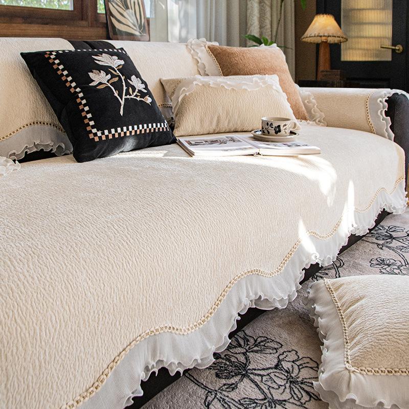 French High-End Special-Shaped Sofa Cushion Is Universal In All Seasons  New Leather Sofa Skirt Seat Cushion Non-Slip Cover