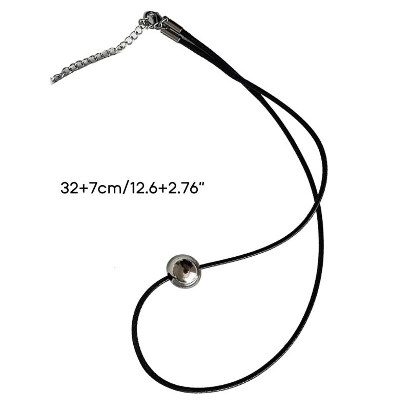 Stylish Titanium Steel Round Ball Charm Necklace Minimalist Waxed Cord Sphere Pendant Necklace Punk Jewelry Gift Women