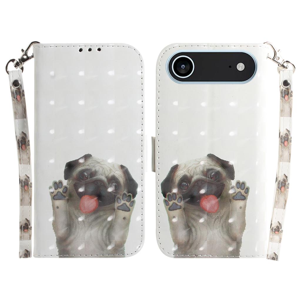 Pro iPhone 17 Air Pouzdro Vzorový Tisk Kožená Peněženka Kryt na Telefon s Poutkem na Zápěstí