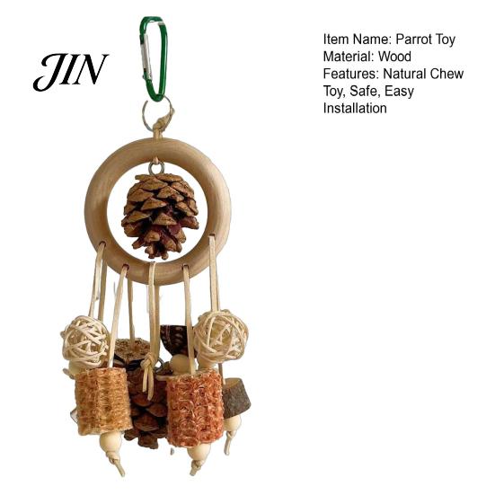 Parrot Beak Care Toy Chew Toy, Pine Cone Corn Cob Bird Rattan Ball Foraging Cage Accessories for Conure Parakeet Cockatiel Budgie Natural