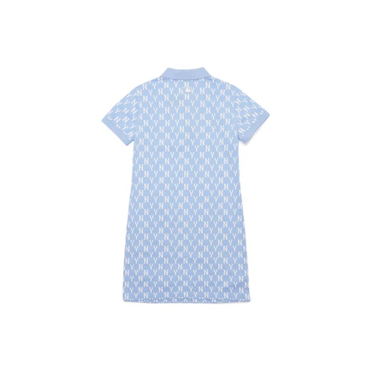 New MLB Base Logo Short Sleeved Dresses Women's Light Blue 3FOPM0223-50BLL