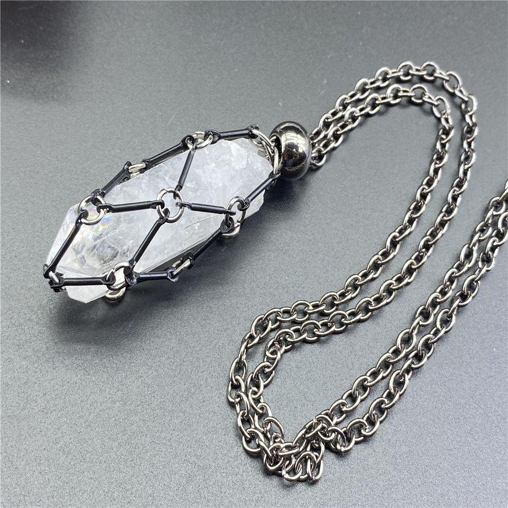 New Interchangeable Crystal Holder Cage Necklace Adjustable Crystal Net Metal Necklace Stone Collecting Holder for Women Men