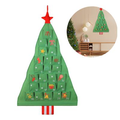 Fabric Christmas Advent Calendar with Pockets 25 Days Christmas Tree Countdown Calendar