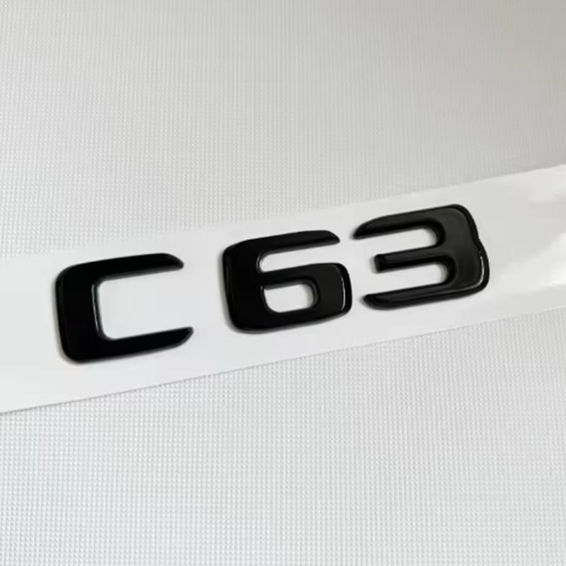 MLAI6 ABS Chrome C63 Logo V8 BITURBO Badge Car Rear Star Sticker Trunk AMG Emblem For Mercedes Benz C63 AMG W205 C205 Accessories