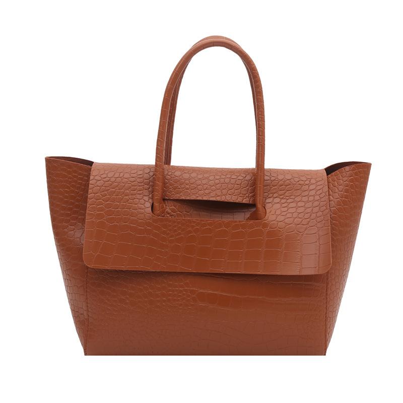 Women Vintage Crocodile Pattern Large Capacity Casual Commuter Shoulder Tote Bag
