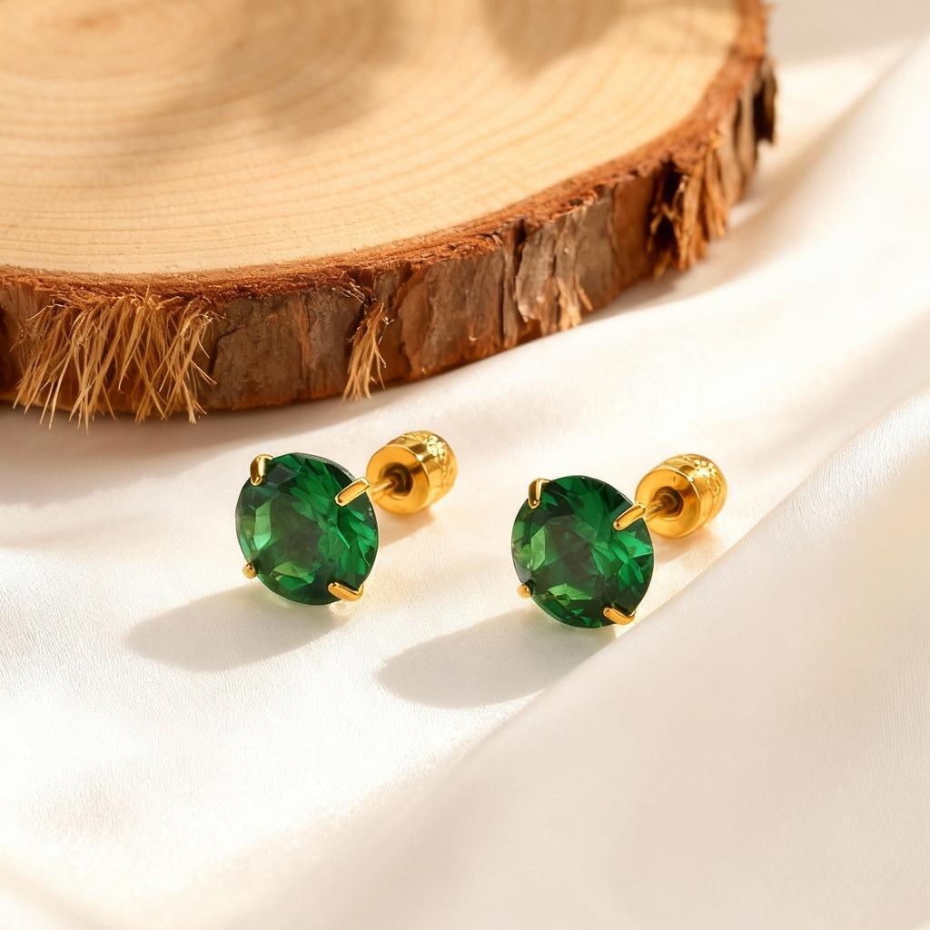 Fashionable White Zircon Earrings,Multicolor Temperament Four-Prong Zircon Stud Earrings for Women,Simple Jewelry Gift Wholesale