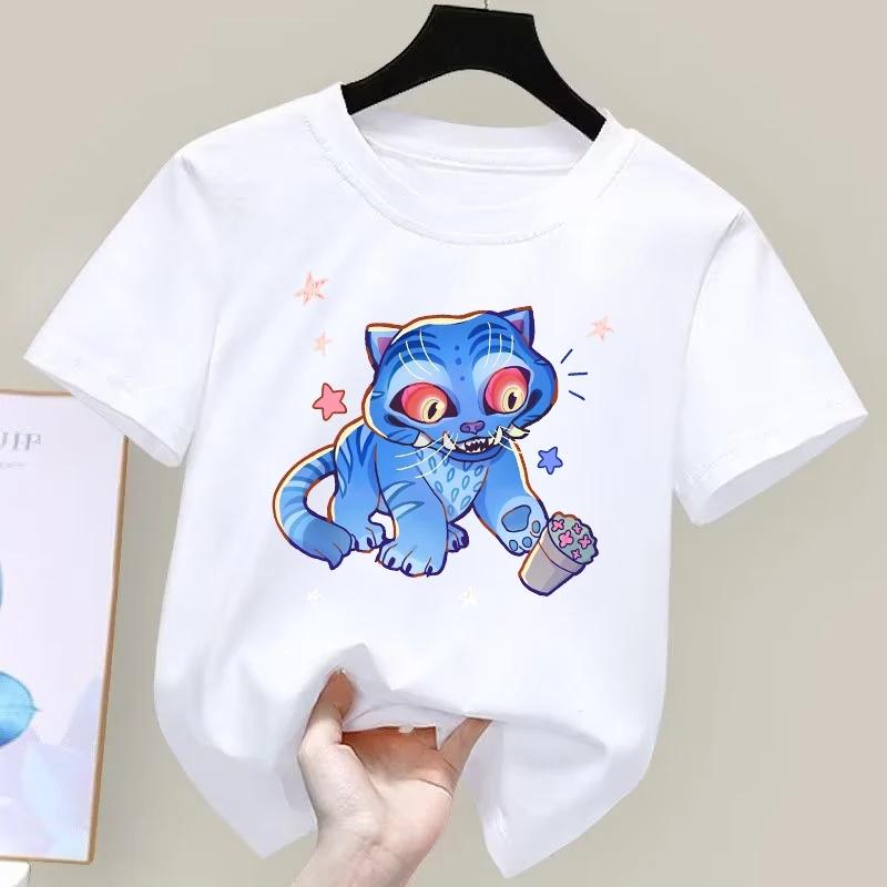 Summer Casual Children's K-pop Demon Hunter Short-sleeve T-shirt with Cartoon Print, for Boys and Girls